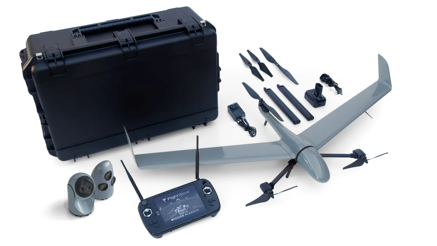 Zdjęcie pokazujące ukompletowanie systemu Edge 130 Blue Pro (zmodernizowanej wersji z 2025 r.).