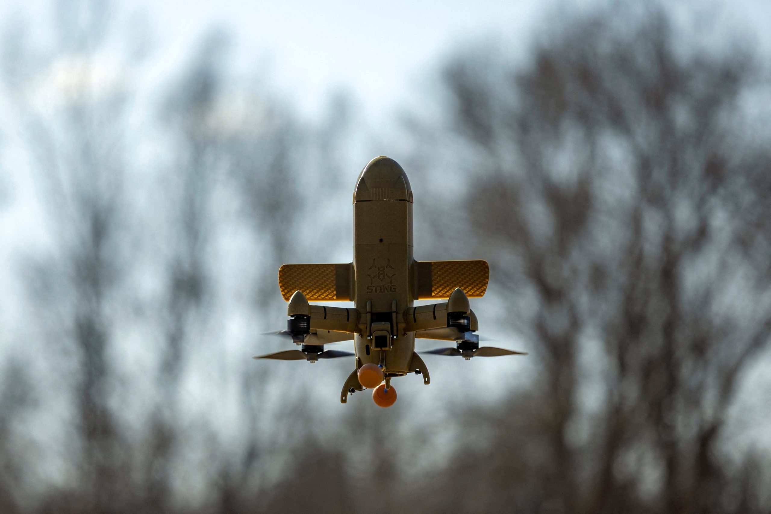 Typowy dron przechwytujący, który okazuje się być optymalna bronią do zwalczania bezpilotowców uderzeniowych rodziny Shahed.